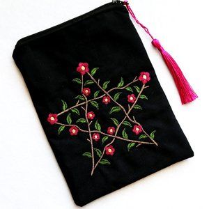Pentacle Floral Zipper Pouch Bag for Occult Tarot